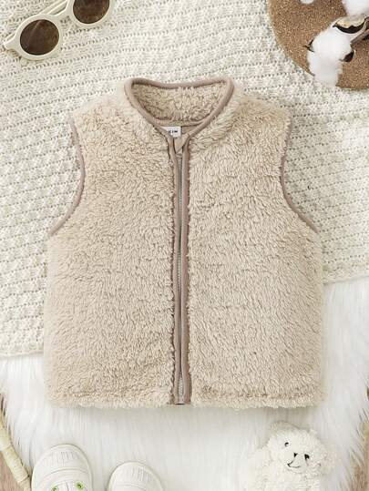 Baby Boy Zip Up Teddy Vest Coat