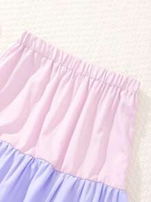 Cô gái Tween Ruffled Cạnh Khối màu Hai chiếc - Màu tím - Xem 3