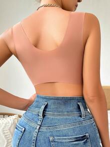 Floral Lace Hook And Eye Front Bra Lingerie - Rusty Rose - View 2