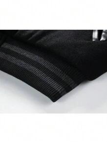 Chaqueta con mangas a rayas y parche de letras para hombre para raves