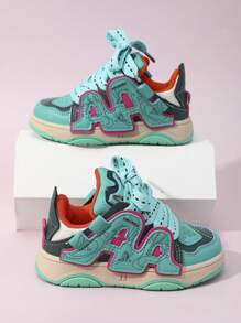 New Graffiti Design Breathable Anti-slip Soft Sole Children's Sneakers For Sports, Skateboarding Or Casual Wear. With Exquisite Lasting Craftsmanship And Foot Support Design. - Olive Green - View 1