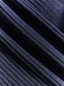 Cozy Pixies Baby Boy 2pcs Solid Zip Front Ribbed Knit Sleep Jumpsuit - Dusty Blue - View 9