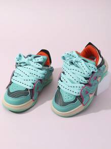 New Graffiti Design Breathable Anti-slip Soft Sole Children's Sneakers For Sports, Skateboarding Or Casual Wear. With Exquisite Lasting Craftsmanship And Foot Support Design. - Olive Green - View 2