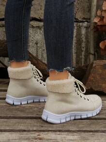Bottes de neige plates à lacets colorées pour femmes, nouvelle collection 2024, chaudes pour l'hiver