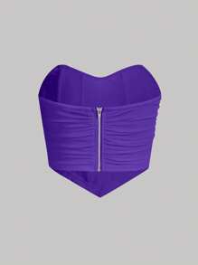 SHEIN MOD Xù Bandana Hem Lưới Ống ngọn - Màu tím - Xem 2