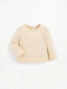 SHEIN 男嬰3入組素色口袋貼布T恤 - 彩色 - 查看 3