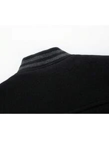 Chaqueta con mangas a rayas y parche de letras para hombre para raves