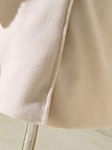 SHEIN Tween Girl 1pc Borg Collar Button Front Overcoat - Apricot - View 4