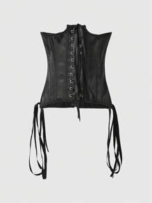 ROMWE Goth 1 Miếng NỮ Chất rắn Coa dây Thắt lưng nịt ngực - màu đen - Xem 2