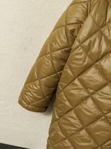 SHEIN 女小童前紐扣加絨內裏連帽外套&連帽衫和褲子 - 軍綠色 - 查看 3