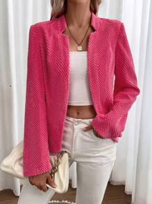 SHEIN Clasi 休閒純色女士夾克 - 玫紅色 - 查看 6