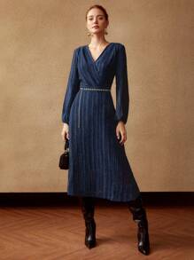 MOTF PREMIUM GLITTER CHAIN BELT DRESS - Royal Blue - View 8