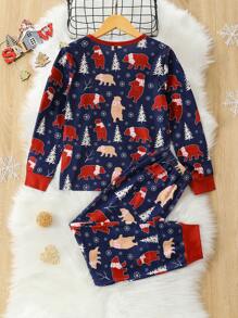 Tween Boy Polar Bear Print PJ Set - Multicolor - View 2