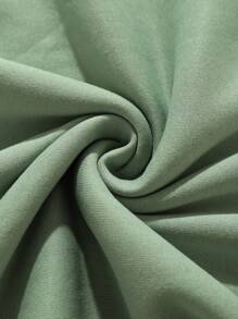 Men Plus Letter Graphic Kangaroo Pocket Drawstring Thermal Hoodie - Mint Green - View 5