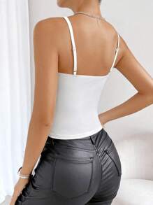 Allurite Top de tirantes ribete con fleco - Blanco - Ver 2