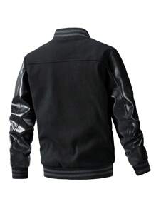Chaqueta con mangas a rayas y parche de letras para hombre para raves