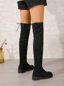 Women's Fashionable Plus Size Knee-high Boots - Black - View 2