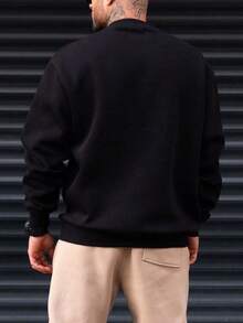 GENTILAND Men Plus Letter Mountain Graphic Sweatshirt - Black - View 2