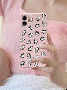 Littlemandyart 1pc Cartoon Cow Pattern Silicone Phone Case Compatible With IPhone - Multicolor - View 2