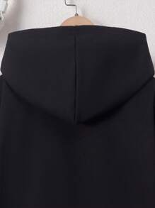 SHEIN Tween Girl 1pc Butterfly Print Zip Up Hooded Sweatshirt - Black - View 5