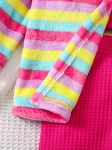 SHEIN 女小童背心上衣&緊身打底褲&彩虹條紋開門襟外套