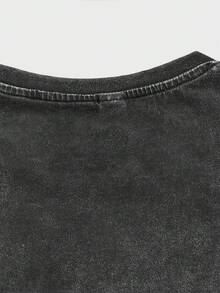 ROMWE MEN Street Life Guys Slogan & Figure Graphic Tee - Black - View 4