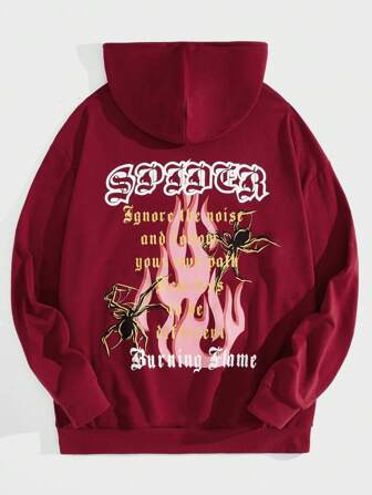 Street Life Guys Fire & Slogan Graphic Drawstring Hoodie