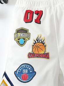 Tween Boy Letter Graphic Contrast Tape Shorts - White - View 3