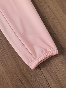 SHEIN Chica preadolescente Pantalones deportivos con bolsillo lateral con solapa - Rosa - Ver 4