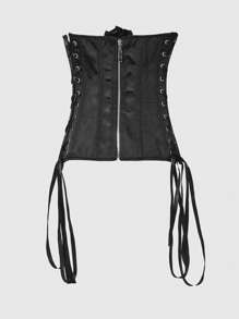 ROMWE Goth 1 Miếng NỮ Chất rắn Coa dây Thắt lưng nịt ngực - màu đen - Xem 6