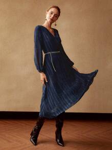 MOTF PREMIUM GLITTER CHAIN BELT DRESS - Royal Blue - View 4