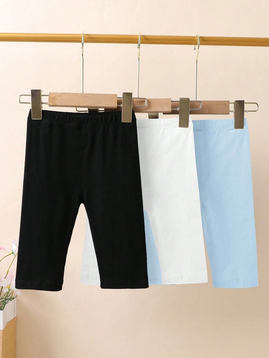SHEIN 女小童3入組素色騎行褲 - 彩色 - 查看 1