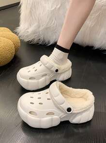 冬天濃烈香調圓頭戶外時尚運動鞋帶超厚乙烯-乙酸乙烯共聚物鏤空鞋底 - 白色 - 查看 1