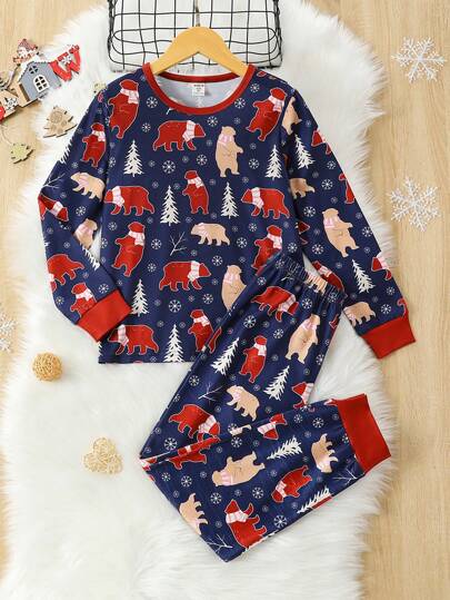 Tween Boy Polar Bear Print PJ Set