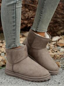 2025新款女士短踝雪地靴，保暖百搭简约设计防滑，秋冬季毛绒靴 - 杏色 - 查看 4