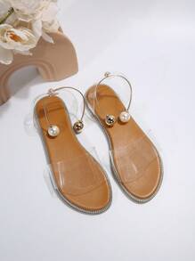 Transparent Flat Fashionable And Comfortable Beach Sandals - Apricot - View 6