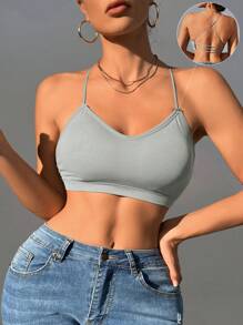 Simple Seamless Bralet - Grey - View 1
