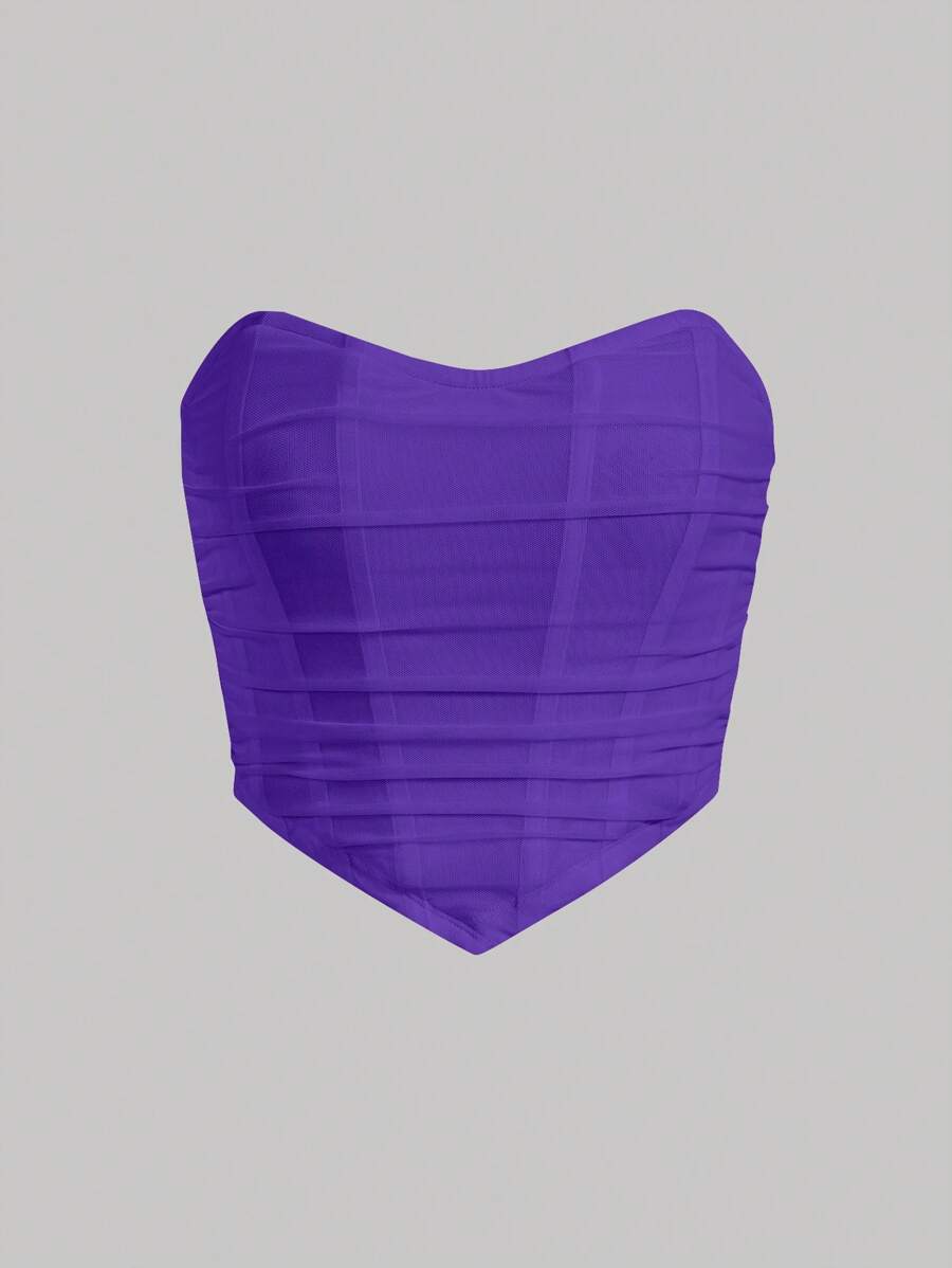 SHEIN MOD Xù Bandana Hem Lưới Ống ngọn - Màu tím - Xem 1