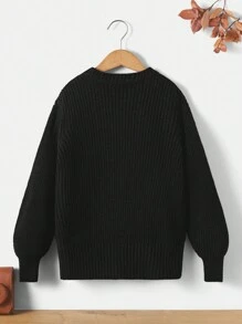 RueChic Teen Girl Solid Cable Knit Sweater - Black - View 2