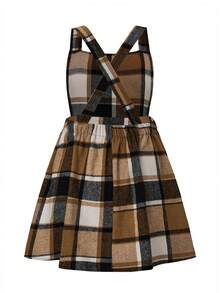 SHEIN LUNE 大碼格紋印花交叉露背背帶洋裝 - 彩色 - 查看 2