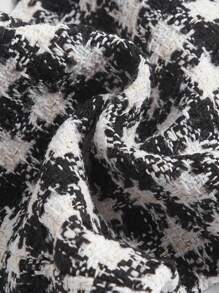 SHEIN MOD 格紋印花前紐扣抹胸上衣 - 黑色 - 查看 4