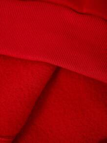 SHEIN Coolane Plus Halloween Spider Web Print Zip Up Jacket - Red - View 3