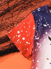 SHEIN 女大童1入組萬聖印花T恤 - 紫色 - 查看 5