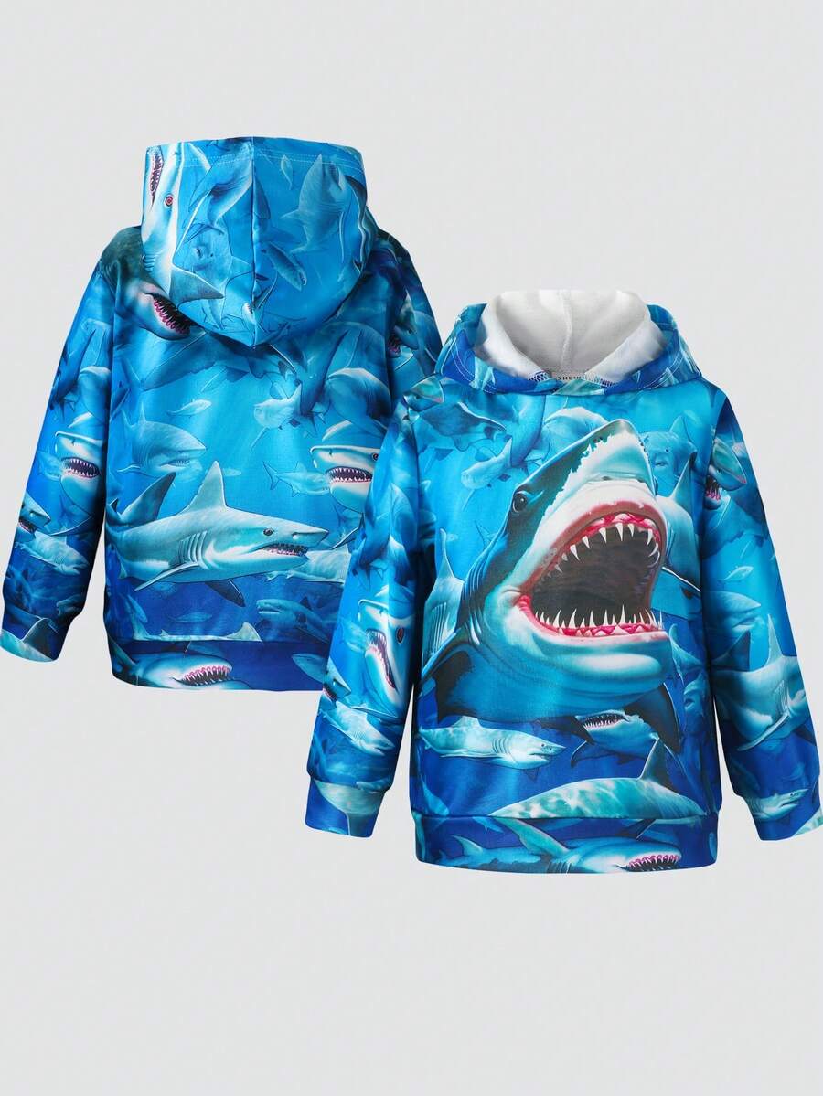 小男孩鲨鱼印花卫衣 - 藍色 - 查看 1