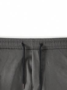 ROMWE MEN Street Life Men Flap Pocket Side Drawstring Waist Cargo Baggy Pants, School - Dark Grey - View 6
