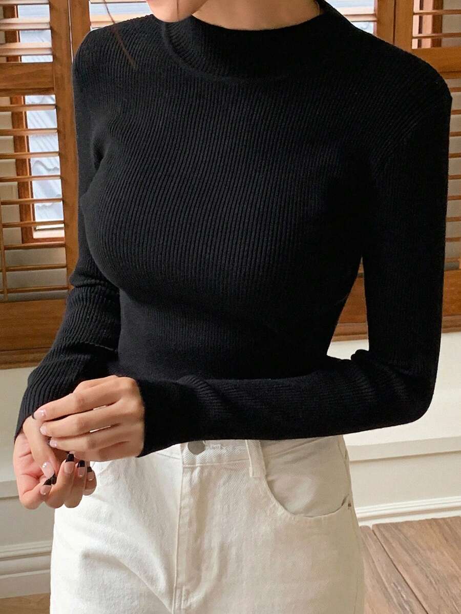 DAZY Suéter de estilo casual de negocios, nueva llegada para otoño, tops de manga larga, ropa de mujer para el otoño - Negro - Ver 1