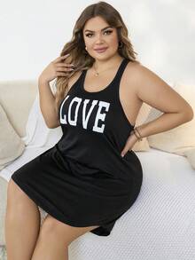 Plus Size Sleep Dresses - Black - View 3