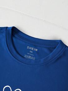 SHEIN EZwear 大碼t恤 - 寶藍色 - 查看 3