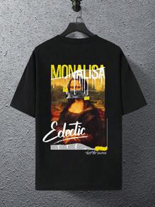 Manfinity LEGND Men Funny Slogan & Figure Graphic Short Sleeve Tee, For Going Out, For Friends, Graphic Tee Men Streetwear, Streetwear Men T-Shirts, Men Graphic Tee, Eclectic Graphic Tee - Black - View 4