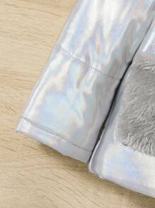 SHEIN 男婴双口袋毛绒装饰连帽棉服外套